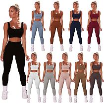 Hot Selling Crop Top Casual Sports Wear New Women Clothes Sets Two Piece Womens 2 Piece Set