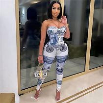 New Arrival Strapless Money Sexy Women One Piece Jumpsuits And Rompers 2021 Women Jumpsuit