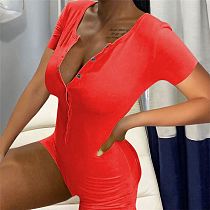 New Trendy MOEN Deep Neck Stretchy Ropa para mujeres Women Clothing One Piece Jumpsuits