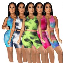 MOEN High Quality Tie Dye Ensemble de deux pieces Fashion Two Piece Short Set 2021 Sets Womens Clothing 2 Piece Set