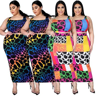 1041903 Best Seller Women Clothes 2021 Summer Plus Size Outfit Two Piece Skirt Set