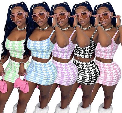 1042107 Best Seller Women Clothes 2021 Summer Outfits Two Piece Skirt Set