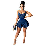 1052403 Hot Selling Women Clothes 2021 Summer Fashion Denim Skirt Set Women 2 piece skirt set