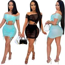 1052654 New Trendy Skirt Two Piece Set Sexy 2 Piece Sets Neon Clothing