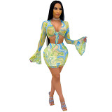 1060232 New Arrival Women Sexy Two Piece Skirt Outfits Short Sets