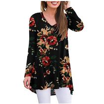 PEARL New Trendy Autumn Printed V Neck Long Sleeve  Ladies' Blouses Casual Woman Tops Fashionable