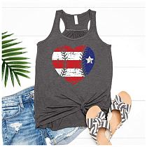 PEARL Latest Design 2021 Summer Flag Striped Print Tank Ladies' Blouses Woman Tops Fashionable