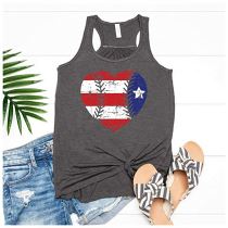 PEARL Latest Design 2021 Summer Flag Striped Print Tank Ladies' Blouses Woman Tops Fashionable