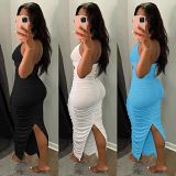 MOEN 2021 Summer Women Fashion Clothing Solid Color Sexy hollow out Party Dresses Women Lady Elegant Casual Dress