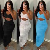 MOEN 2021 Summer Women Fashion Clothing Solid Color Sexy hollow out Party Dresses Women Lady Elegant Casual Dress