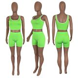 MOEN Newest Design 2021 Women Clothing Ladies Solid Color Casual Sports Suit Tracksuit Short Set Two Piece Outfits 2 Piece Sets