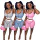 MOEN Newest Design 2021 Women Clothing Solid Color Rib Casual Tracksuit Short Set Two Piece Outfits 2 Piece Sets