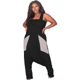 MOEN Best Design Summer Solid Color Splice Tube Top And Jumpsuit Loose Pants Set Women 2 Piece Set Clothing