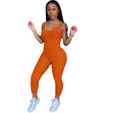 MOEN  New Arrival 2021 Summer Women Clothing Sleeveless Solid Color Ladies Sexy Bodycon Jumpsuit Women One Piece Jumpsuits