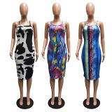 MOEN Casual 2021 Summer Sexy Evening Dress Fashion Women Clothing Spaghetti Strap Print Clubwear Women Bodycon Dress