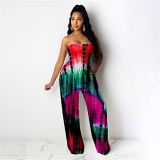 MOEN Womens Clothing 2021 Hight Elastic Sexy Strapless Print Lady One Piece Jumpsuits Women Jumpsuits And Rompers