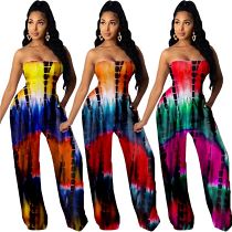 MOEN Womens Clothing 2021 Hight Elastic Sexy Strapless Print Lady One Piece Jumpsuits Women Jumpsuits And Rompers