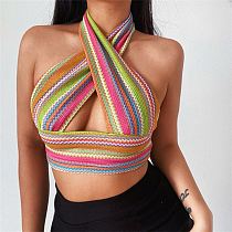 MOEN Wholesale 2021 Summer New Halter Backless knitwear Ladies Sexy Tank Top Women Crop Tops
