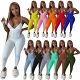 MOEN High Quality Jumpsuit Sexy summer Solid Color Backless Knit Rib Women Trendy Simple One Piece Romper Bodycon Jumpsuits