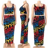 MOEN Best Seller 2021 Summer Plus Size Women Clothing leopard print Oversized Skirt Set Fat Women 2 Piece Skirt Set