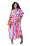 MOEN New Trendy Streetwear Stripe Womens Summer Dresses 2021 Loose Maxi Button Shirt Dress