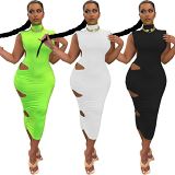 MOEN Fashionable Solid Color Hollow Out Dresses Women 2021 Women Backless Maxi Casual Bodycon Long Dresses