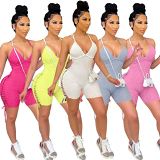 MOEN New Trendy Sexy Spaghetti Strap Jumpsuit 2021 Solid Color Bandage Bodycon Backless Jumpsuits