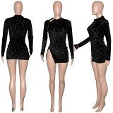 MOEN New Arrival Fashion 2021 Elegant Womens Dresses Long Sleeve Zippers Evening Cocktail Dresses