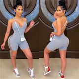 MOEN New Trendy Sexy Spaghetti Strap Jumpsuit 2021 Solid Color Bandage Bodycon Backless Jumpsuits