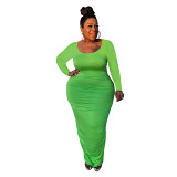 MOEN Hot Selling Streetwear Sexy Solid Color Maxi Dresses 2021 Plus Size Woman Casual Dress