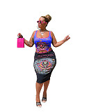 MOEN Trendy 2021 Printing 2 Piece Set Women Tank Top Pencil Skirt Two Pieces Women Clothing Skirt Set
