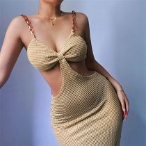 MOEN Hot Selling 2021 Summer Women Clothing Ladies Sexy Evening Party Dress Slit Hollow out Women Elegant Casual Dresses