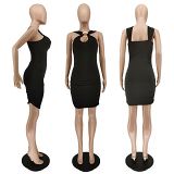 MOEN New Style Solid Color Woman Casual Dress Summer Sexy Women Hollow Out Bodycon Mini Dress