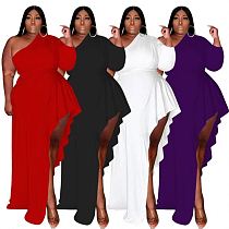 MOEN Best Design Summer Solid Color Long Dresses Women Maxi Casual Asymmetrical Plus Size Dress