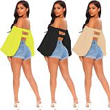 MOEN Fashionable 2021 Streetwear Woman Sexy Tops Off The Shoulder Backless Solid Color Puff sleeve Women Crop Top
