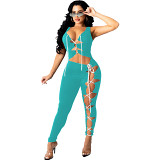 MOEN Fashionable 2021 Summer Bodycon Jumpsuit Solid Color Bandage Night Clubwear Women One piece Jumpsuits And Rompers