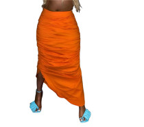 MOEN Summer New Arrival 2021 Solid Color Pleated Sexy Women Drape Long Skirt Elastic Waist