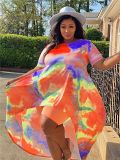 MOEN New Style Colorful Print Long Tshirt And Shorts Women Summer Short Sets Casual Plus Size Two Piece Set Women Clothing