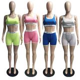 MOEN Latest Design Plus Size Women Clothing Solid Color Short Two Piece Set Summer Sets Women 2021