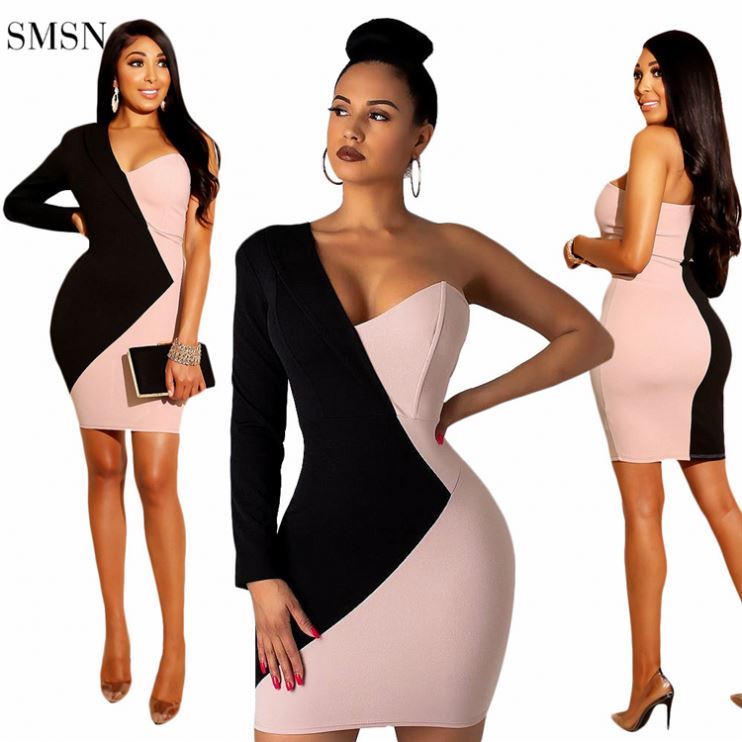 Wholesale Casual Dresscheap Moen Best Seller Club Dresses Dissymmetry Unilateral Long Sleeve 