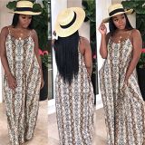 MOEN Latest Design Casual Summer Spaghetti Strap Dress Boho Print Long Loose African Tie Dye Stripe Women Maxi Dresses