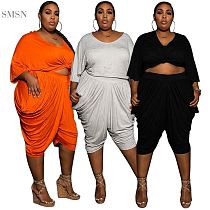 MOEN Fashion 2021 High Quality O Neck Loose Jogging Sets Cotton Women Plain Summer Plus Size Clothes 2Pcs Sets