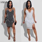 MOEN New Style Party Prom Dresses Sexy Sling Rhinestone Ornament Deep V Neck Party Prom Dresses Women Stylish Sexy Dress