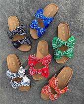 1071930 Good Quality Satin Bowknot Decor Beach Ladies Thick Soles Slippers