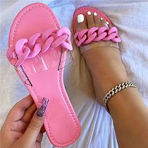 1071942 Hot Sale Pure Color Round Toe Summer Ladies Fashion Design Sense Candy Color Slide Slippers