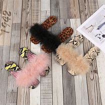 1071945 New arrival 2021 Animal Printed Fashion Square Toe Fluffy Slippers