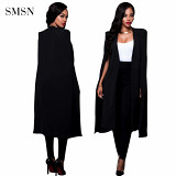MOEN 2021 High Quality Women'S Coats Autumn Coat Solid Color Print Women Cloak Coat