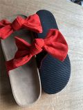 1071931 Good Quality Satin Bowknot Decor Beach Ladies Thick Soles Slippers