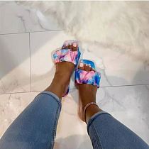FASHIONWINNIE High Quality Flat Flat Candy Tie Dyed Colored Fashion Personality Slippers