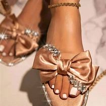 FASHIONWINNIE Newest Design Sexy Bow Square Toe Ladies Fashionable Casual Slippers